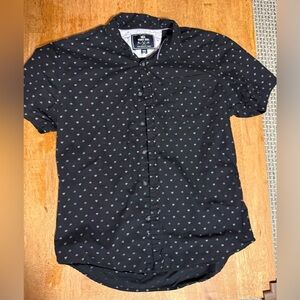 Black Casual Button Down Shirt with triangle Pattern